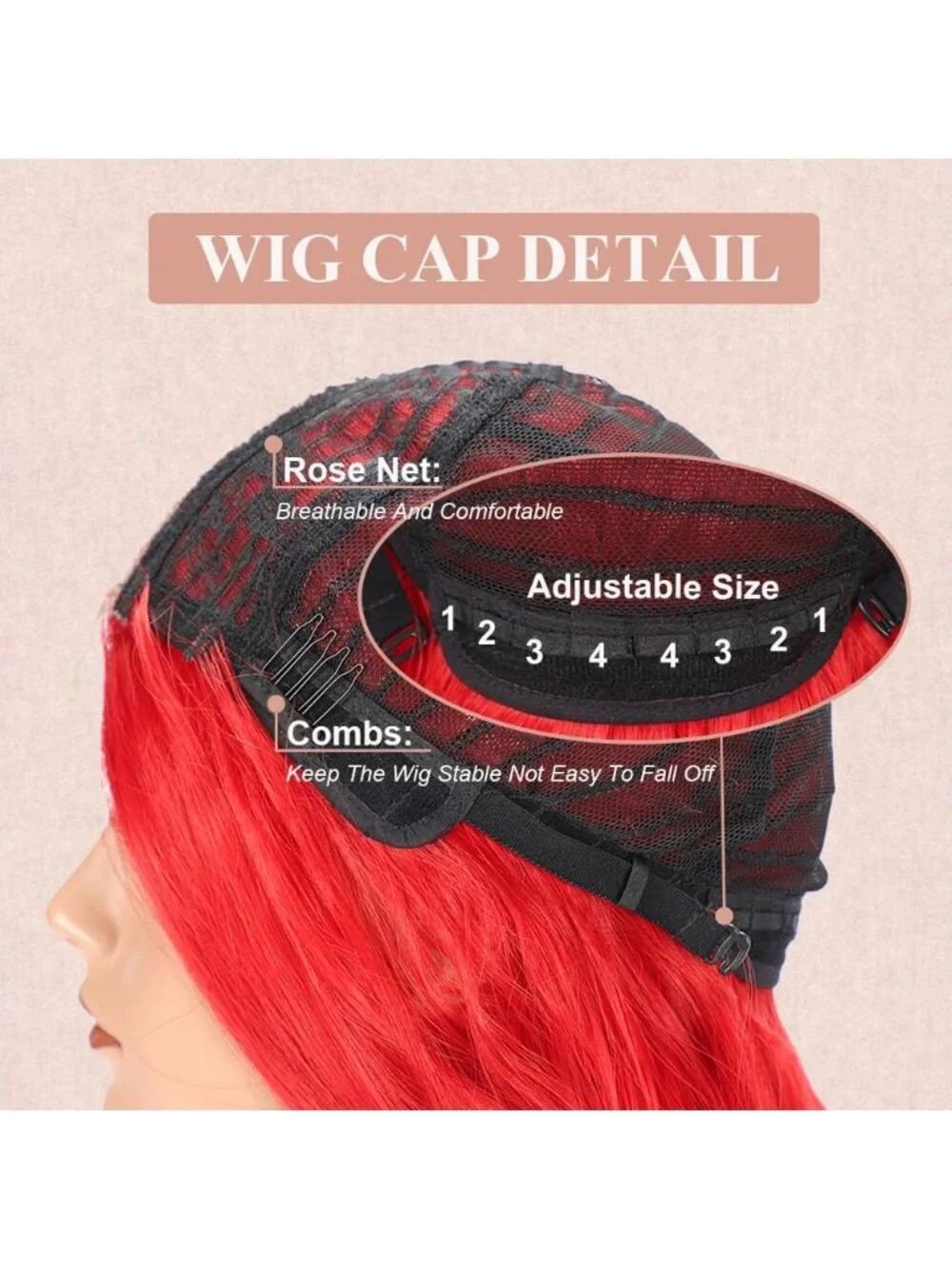 26 Inch Women's Red Long Wavy Curly Hair Wig Halloween Cosplay